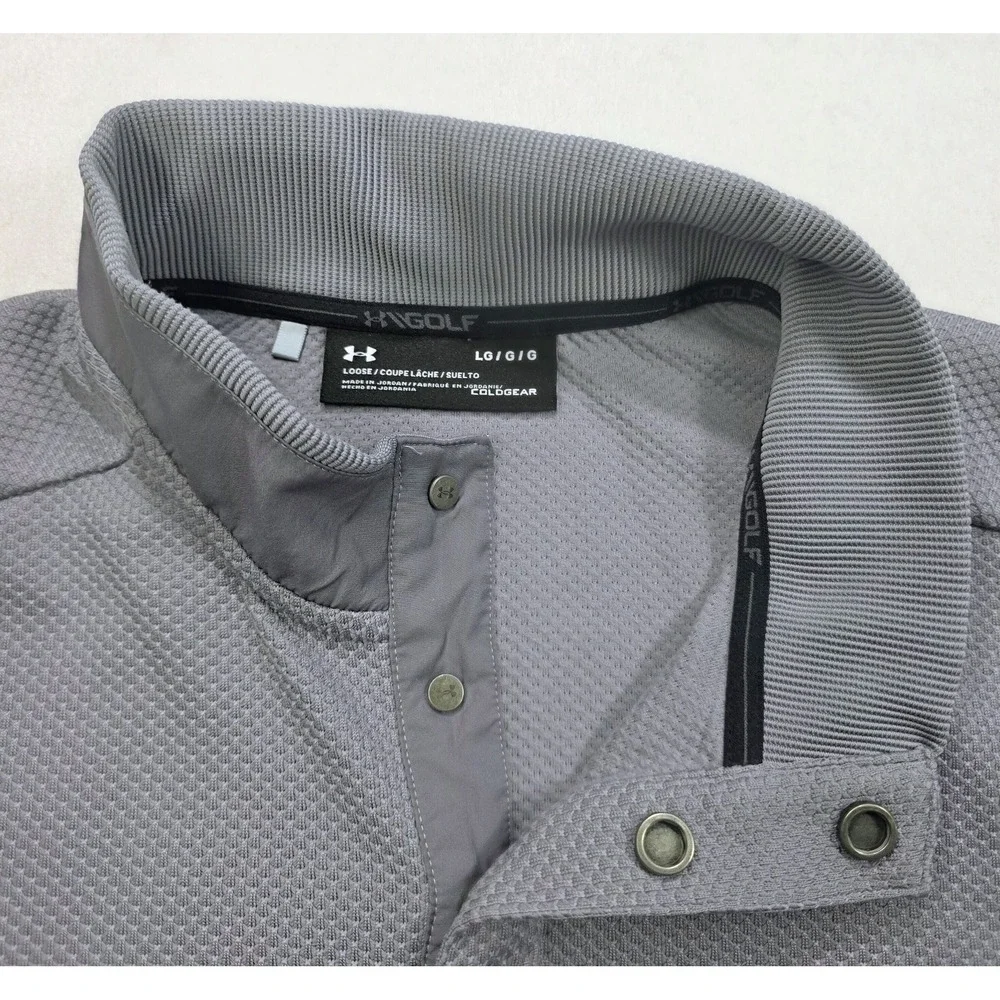 Actual Under Armour Golf 1/4 Snap Sweater Men L Gray Pullover Fleece ColdGear - Picture 1 of 8